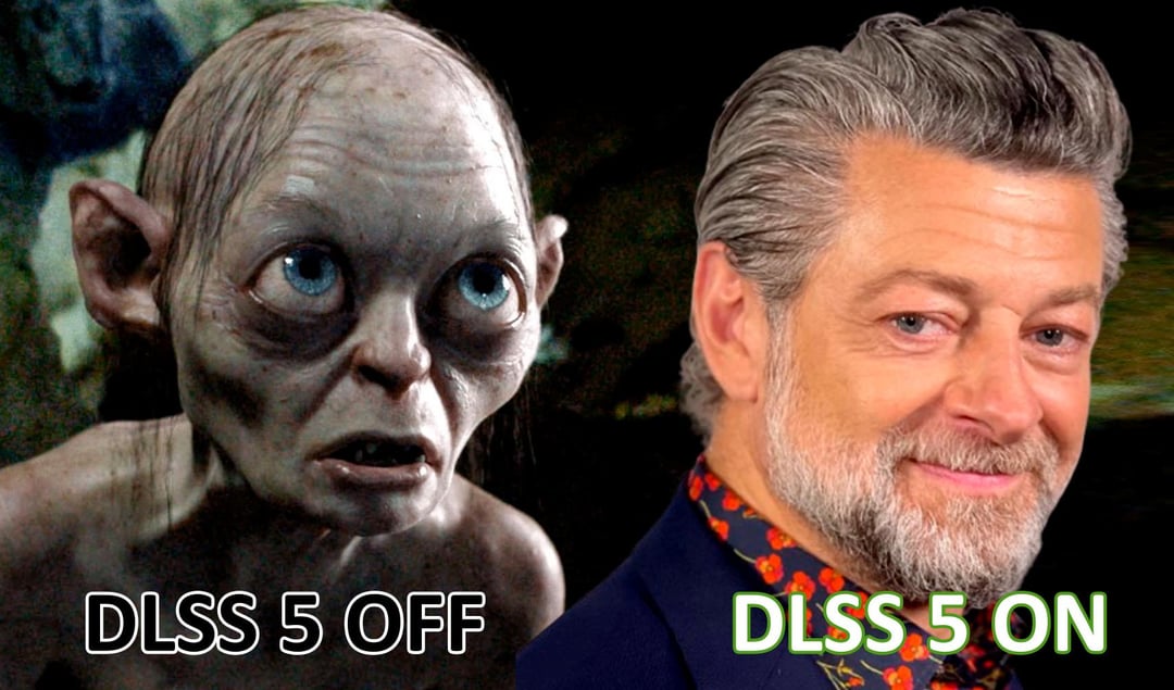 DLSS 5 OFF vs DLSS 5 ON — Gollum and Andy Serkis meme